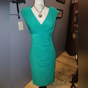 Green dress with rusch